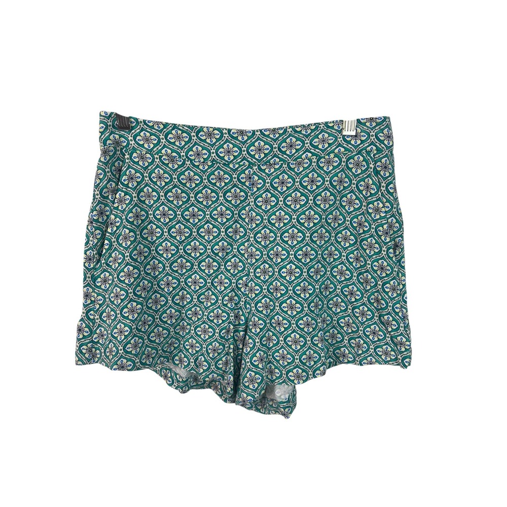 Old Navy Womens Playa Shorts Green Blue Medallion Tile Print Resort Boho Size M